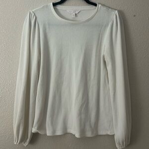 NWOT KOHLS Lauren Conrad ivory ribbed cream top lightweight sweater M